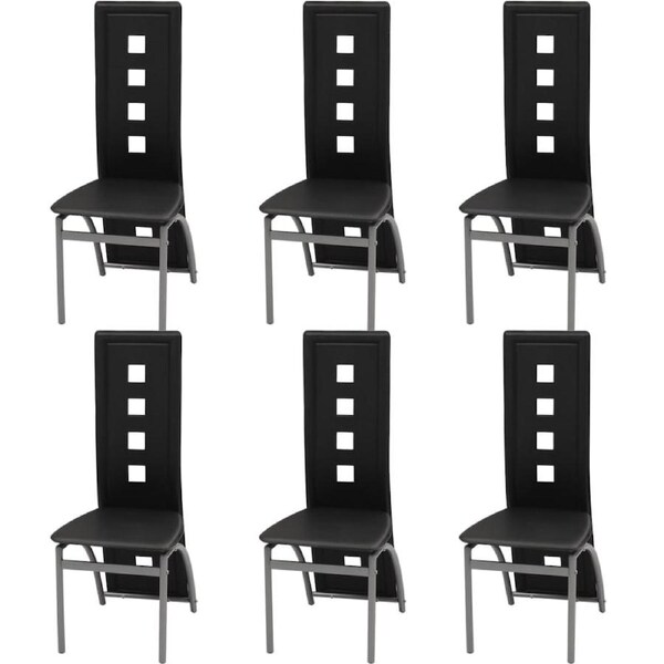 Dining Chairs 6 pcs Black Faux Leather vidaXL