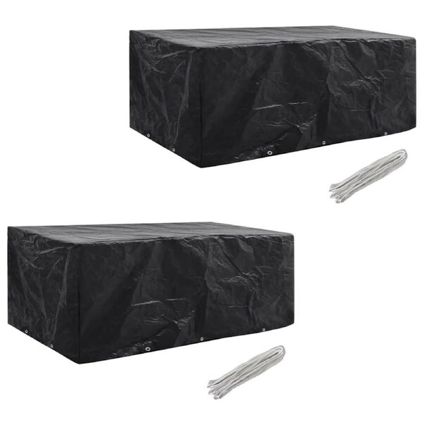 Garden Furniture Covers 2 pcs 8 Person Poly Rattan Set 10 Eyelets 229x113 cm vidaXL