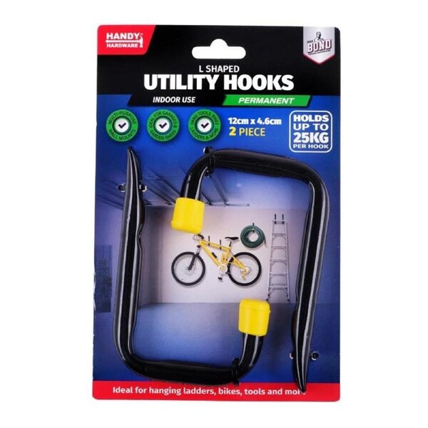 Deal365 2pcs Wall Mounted Storage Hooks Shed Garage Hanging Ladder Bike Garden Tools