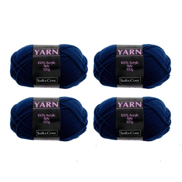 Deal365 4Pack Wool Acrylic Navy Blue 100g Yarn