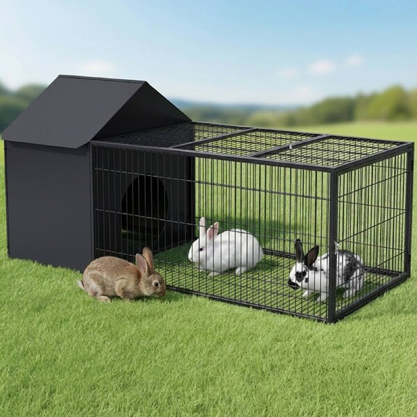 Advwin Rabbit Hutch Metal Rabbit Cage Guinea Pig Cage