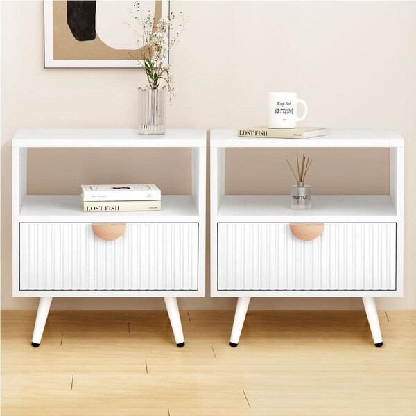2x ALFORDSON 1 Drawer Bedside Table White