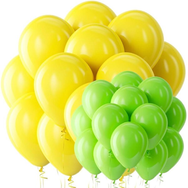 24pcs Green & Yellow (Gold) Rubber Balloons for Australia Day & more (30cm) - 12 of Each