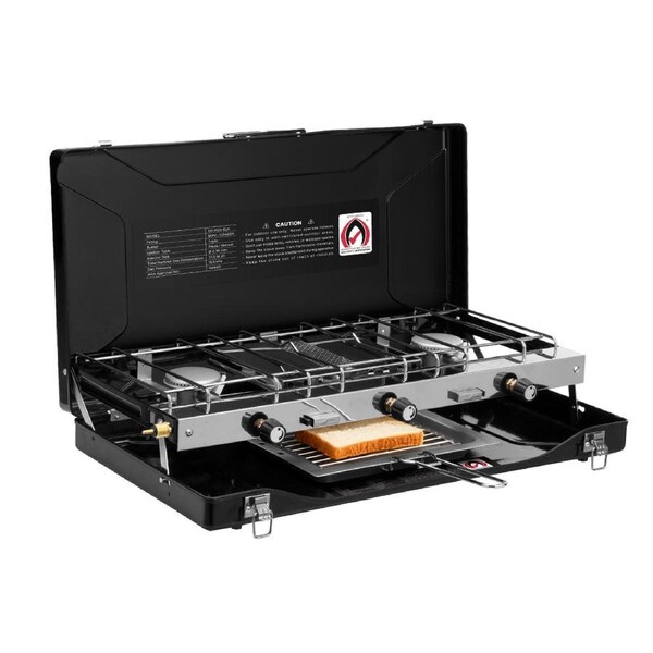 San Hima Camping Gas Stove Portable 3 Burner Outdoor BBQ Cooking 20400 BTU