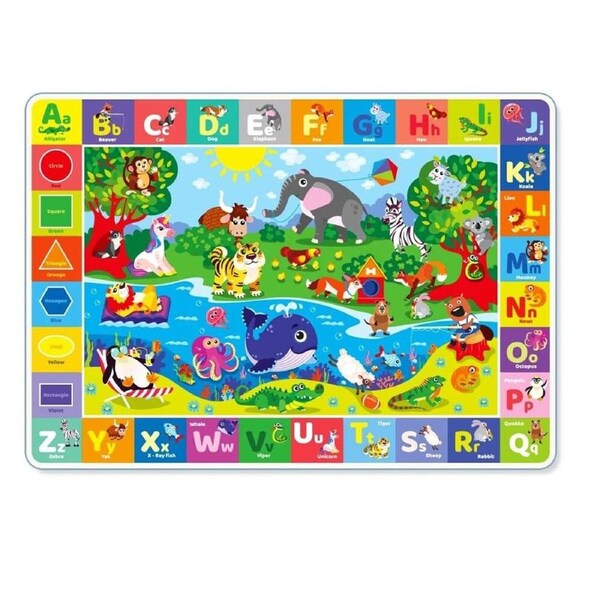 QUOKKA Large ABC Non-slip Plush Floormat&nbsp;for Toddlers &&nbsp;Infants -&nbsp;Forest & Anima