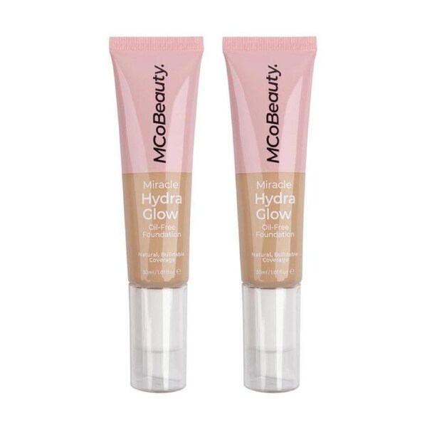 2 x MCoBeauty Miracle Hydro Glow Oil Free Foundation 30mL - Medium Buff