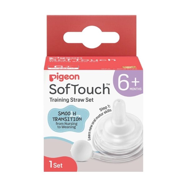 Pigeon Softouch Training Straw Set Gravity Ball Silicone 6m+ for Baby Bottle