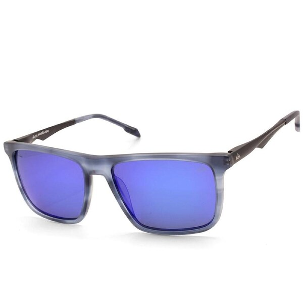Quiksilver Matte Blue Marble/Blue Mirror Polarised Mens Sunglasses