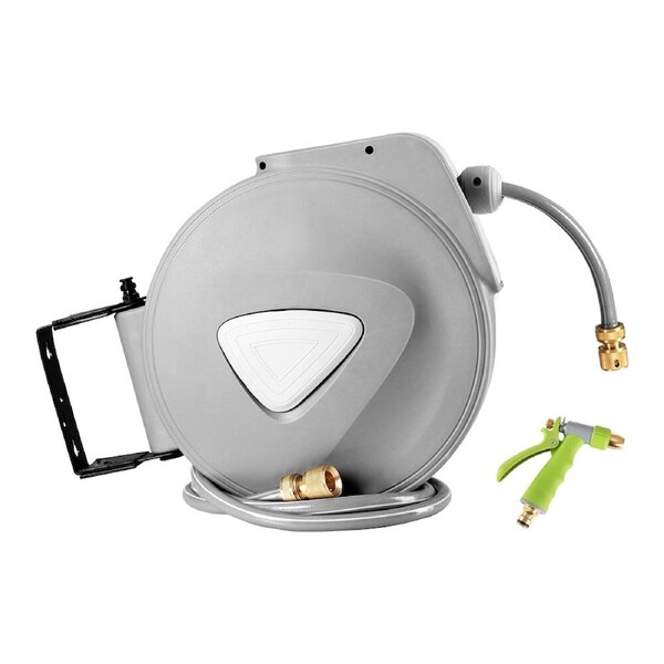 30m Retractable Garden Hose Reel Wall Mounted Water Hose Spray Gun