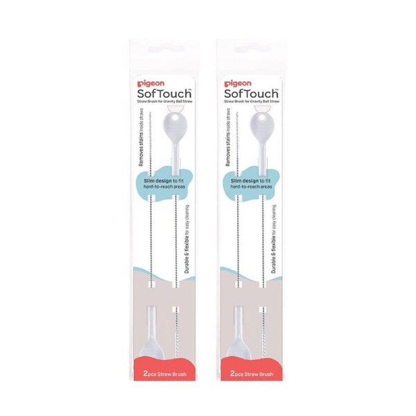 2PK Pigeon Softouch 2 Step Cleaning Straw Brush Durable Tool