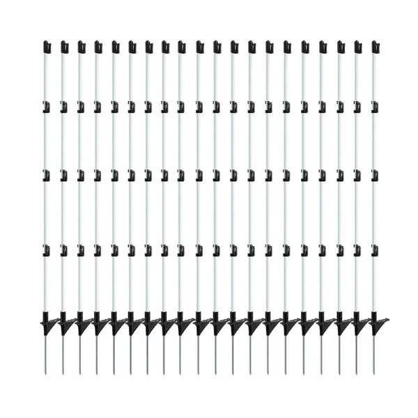 Electric Fence Post 20pcs Tread Step In Wire Temporary Fencing Garden Farm Livestock Cattle Sheep Insulators Poles Pigtail Fibreglass Adjustable Graze