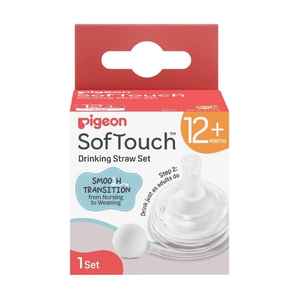 Pigeon Softouch Drinking Straw Set Nursing Baby Bottle Compatible 12m+