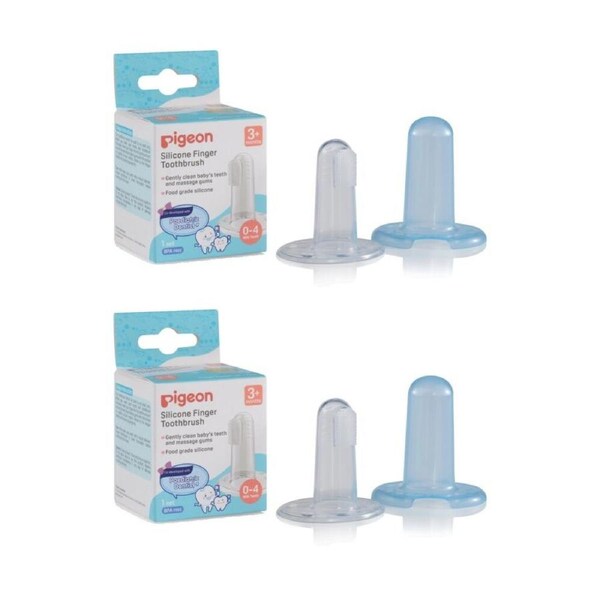 2PK Pigeon Finger Toothbrush Set Silicone Baby Teething 3m+