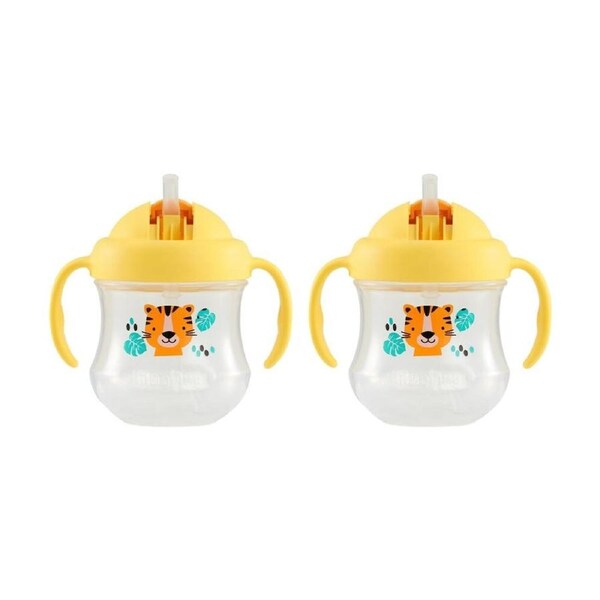 2PK Pigeon Magmag Silicone Straw Baby Cup Yellow Easy Grip 200ml 8m+