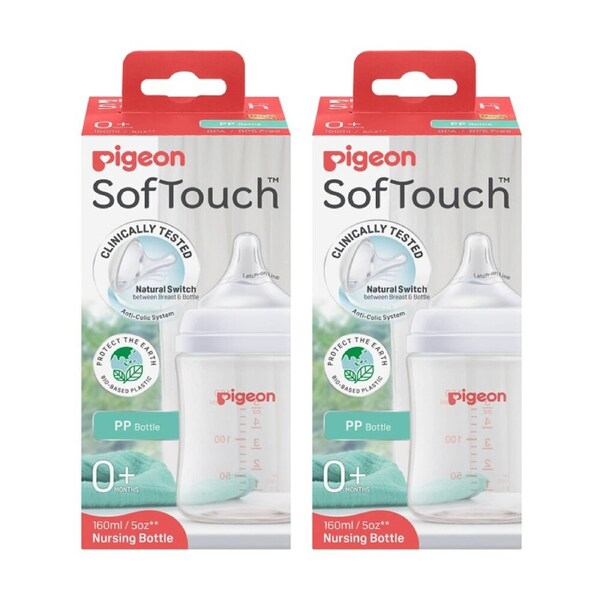 2PK Pigeon Softouch BPP Baby Bottle PP Anti-Colic 160ml 0m+