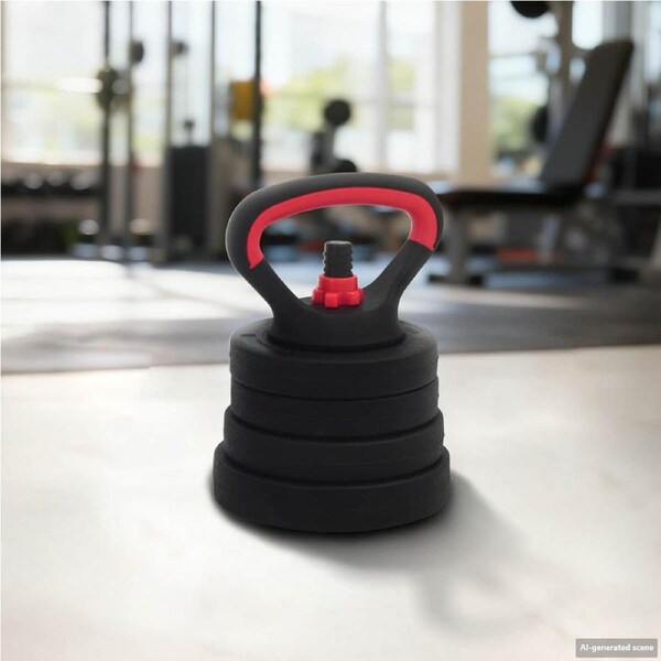 4-in-1 Dumbbell Barbell Kettlebell Set 20kg 20kg Black and Red vidaXL