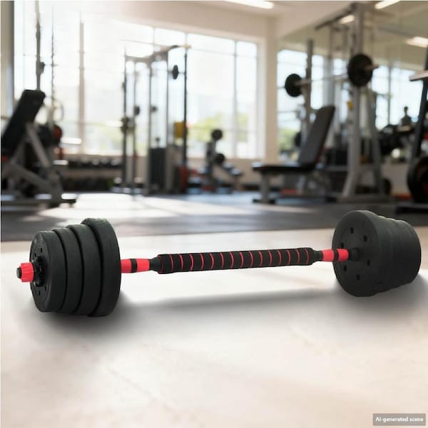 2-in-1 Dumbbell Barbell Set 30kg Black and Red vidaXL