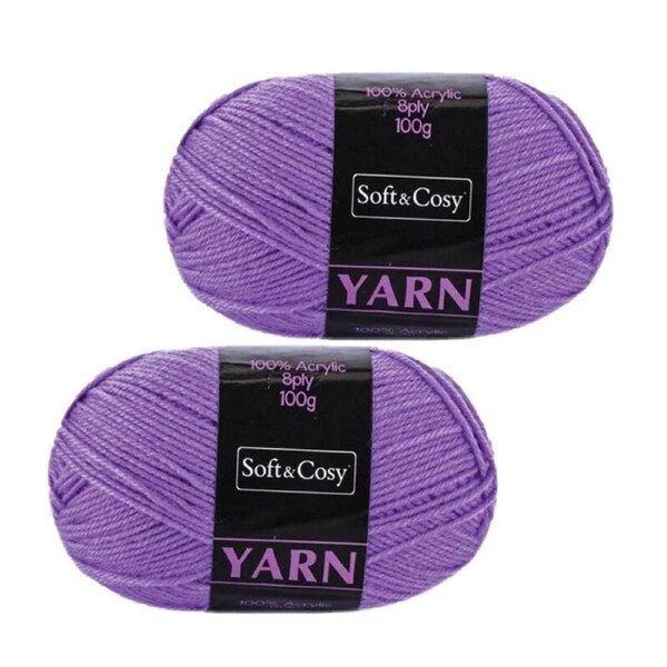 Deal365 2Pack 100g Knitting Yarn 8 ply 100% Acrylic Soft Porta Good Quality Light Purple