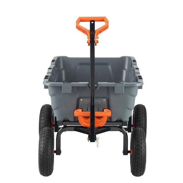 Dump Cart, Poly Garden Dump Cart with Easy to Assemble Steel Frame, Dump Wagon with 2-in-1 Convertible Handle, 183.5L Utility Wheelbarrow 544kg Capacity, 33cm Tires