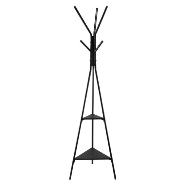 Coat Rack, Freestanding Coats Rack Stand with 2 Shelves & 6 Hooks, Free Standing Hall Coat Tree for Entryway, Bedroom, Living Room, Modern Clothes Hanger Stand for Coats, Hats, Scarves, Handbags