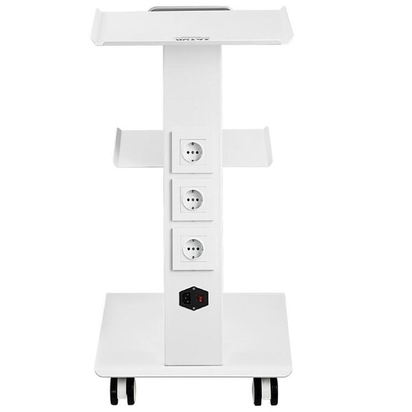 Lab Trolley, Rolling Lab Cart with Built-in Socket, 3-Layer Metal Mobile Trolley, Tray Rolling Clinic Cart with Swivel Wheels, 220 lbs Weight Capacity, for Lab, Clinic, Beauty and Salon