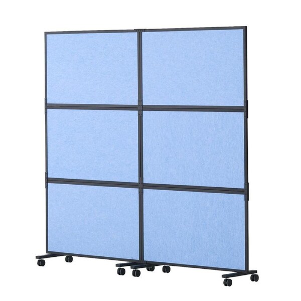 Office Divider, 2 Panel Office Partition, Freestanding Office Divider Wall Partition & Privacy Divider Reduce Noise and Room Separation, Light Blue