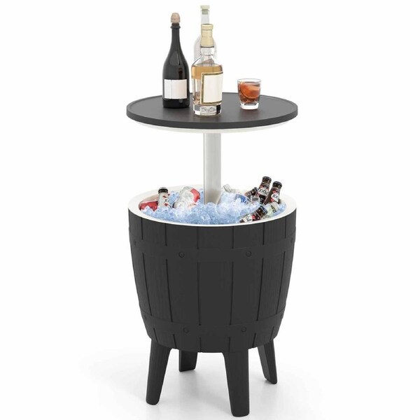 Costway 3-in-1 Outdoor Ice Bucket Cooler Bar Side Table Cocktail Table Coffee Table Pool Setting Party Drink Storage Box 37L