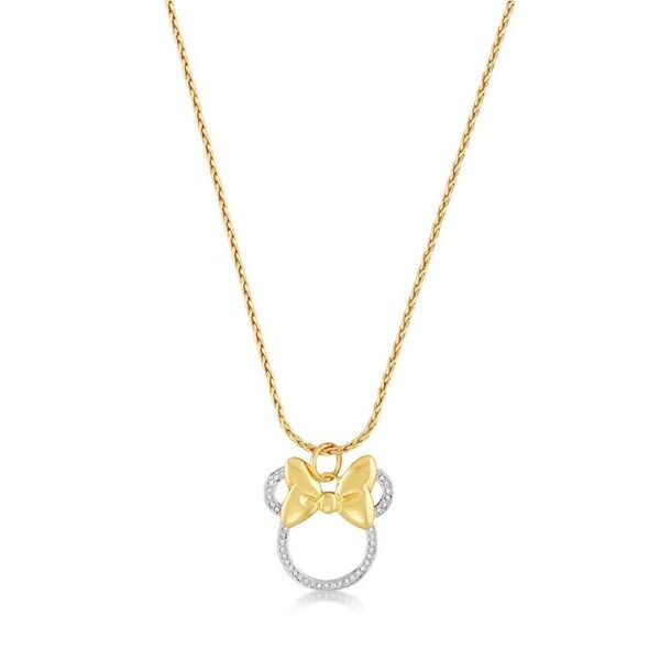 Disney Couture Kingdom - Minnie Mouse - Crystal with Bow Necklace Yellow Gold