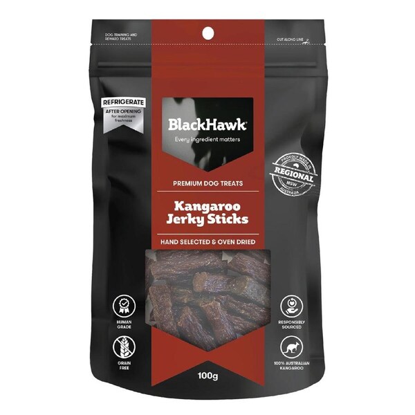 Black Hawk 100g Kangaroo Jerky Sticks Dog Treats - DTB9045