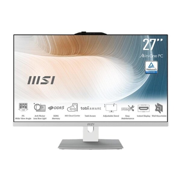 [Modern AM272P 1M-1292AU] MSI 27" Modern AM272P 1M Core 5 All-in-One PC, White, 1TB SSD/16GB RAM/W11P