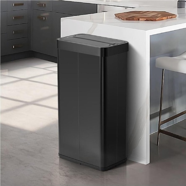 Oikiture 75L Motion Sensor Bin Stainless Steel Automatic Rubbish Trash Can Black