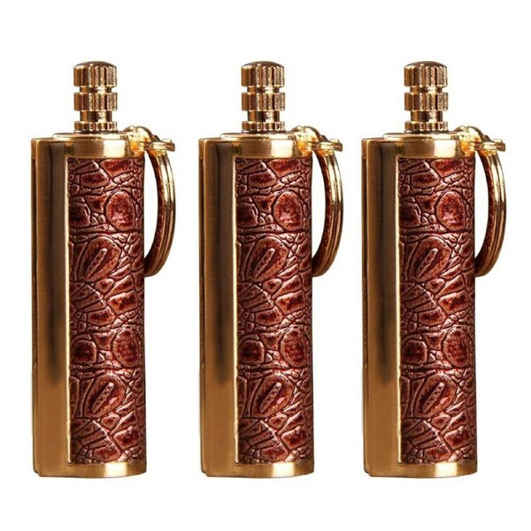 3PCS FIRE STARTER DRAGON BREATH LIGHTER Permanent Match,Flint Metal Keychain Match Red