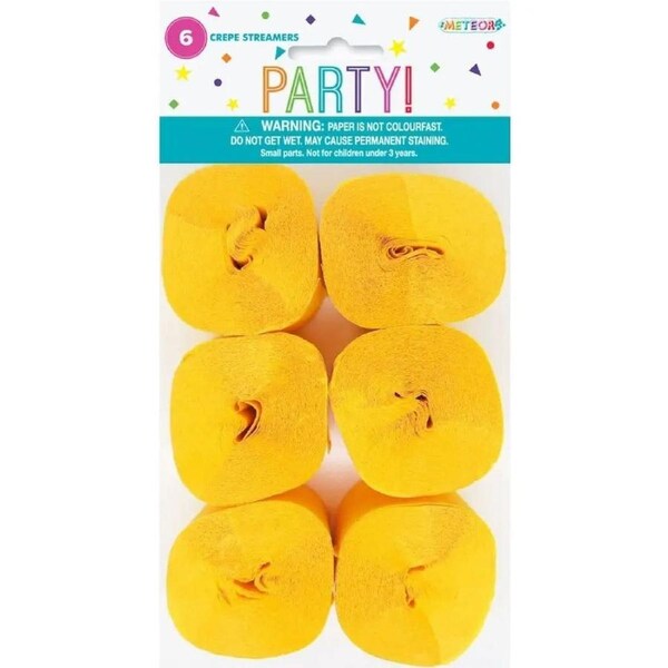 Sunflower Yellow Crepe Streamers 6pk