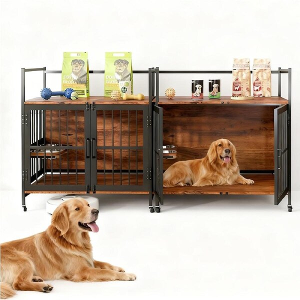 Advwin 2pcs Heavy Duty Large Dog Crate Dog Kennel Heavy-duty Dog Cage Crate