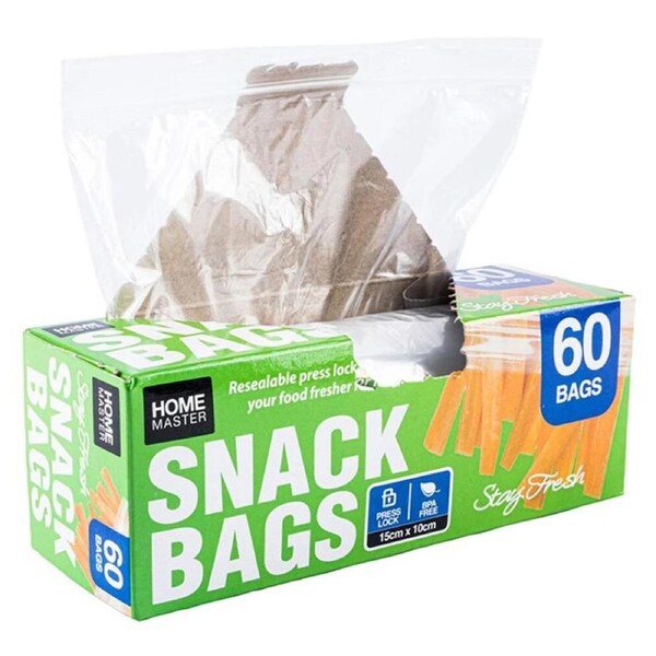 Deal365 60pcs Resealable Zip Lock Clear Plastic Bags Food Storage Sealer Snack Pouch 15x10cm