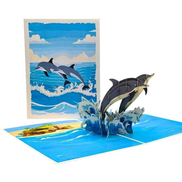 Dolphin Couple Swimming in Ocean Pop Up Card