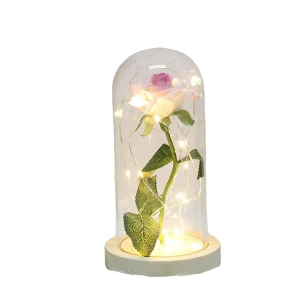 Magical Beauty and the Beast LED Glass Dome Rose – Multicolor USB-Powered Forever Rose