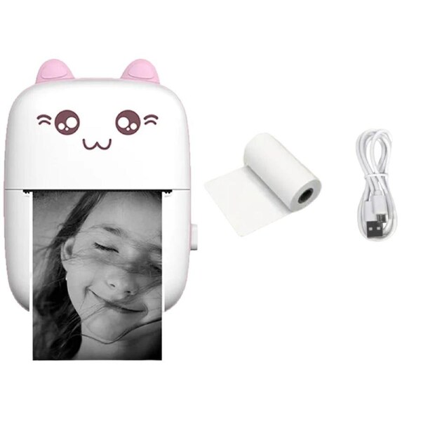 Portable Thermal Printer MINI - Wireless BT 203dpi Photo Label Memo Printing (Pink)