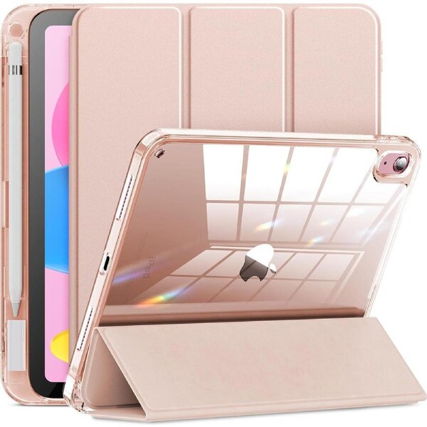 Compatible with iPad (A16) 11th Generation 11 Inch 2025 Case, iPad 10th Generation Case 2022 10.9 Inch 2022, Crystal Clear with Slot for Pencil Pink