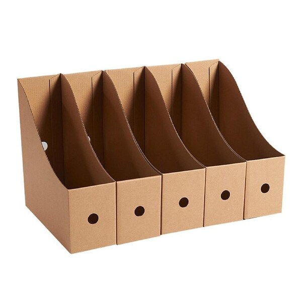 Kraft Paper Desktop Book File Storage Box Durable Sturdy Foldable Space Saving