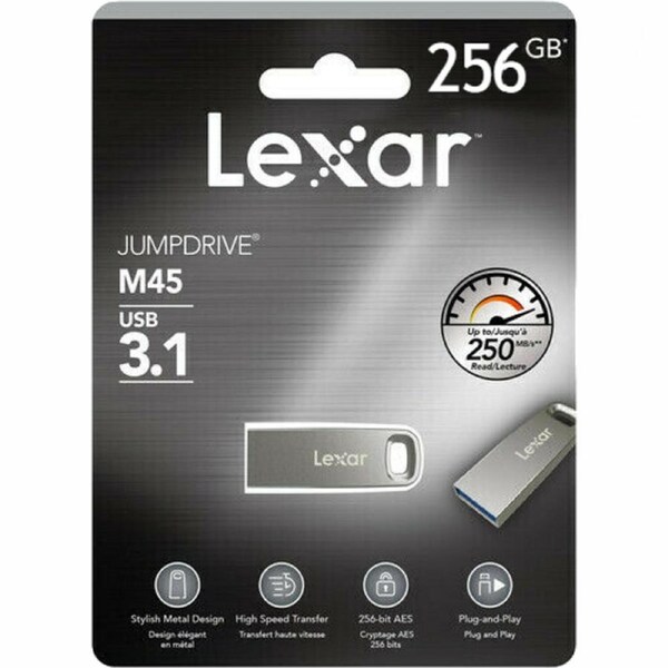 USB 3.1 256GB Flash Drive Lexar JumpDrive M45 Memory Stick (250MB/s) - LJDM45-256ABSL