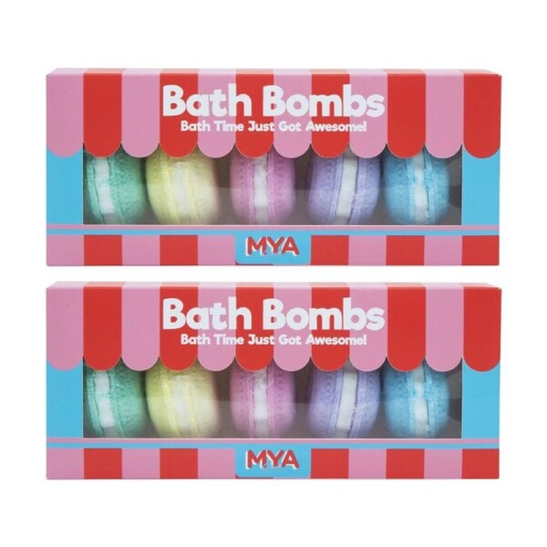 2x 5pc MYA Bath Bombs Macaron Pastel Fizzy Gift Kids/Children Multicolour 8y+