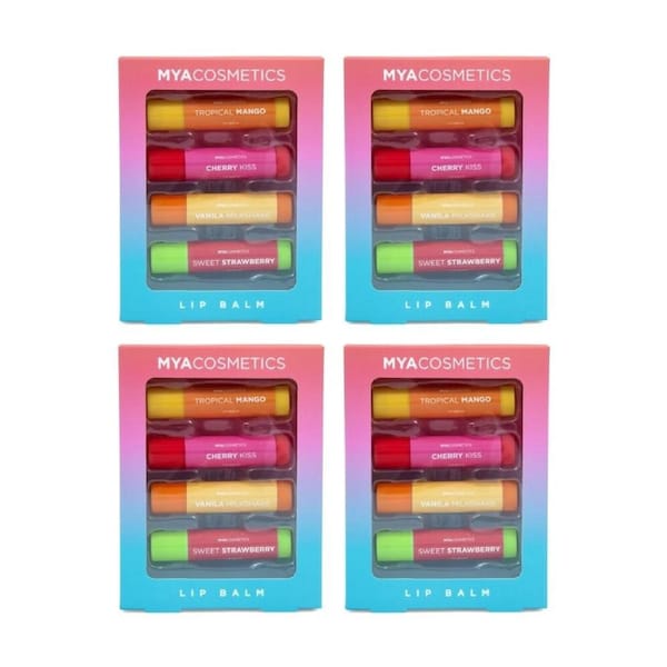 4x 4pc MYA Lip Balm Set Moisturising Tinted Kids/Children Multicolour 8y+