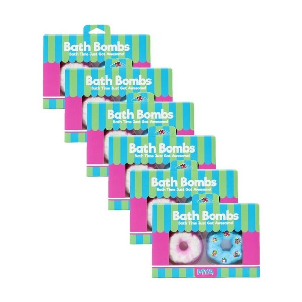 6x 2pc MYA Bath Bombs Donut Fragrant Fizzy Gift Kids/Children Multicolour 8y+