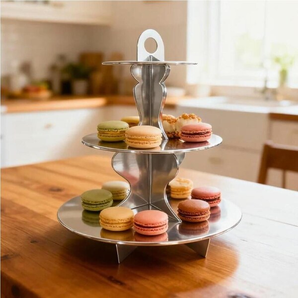 Metallic Silver 3 Tier Cupcake Stand