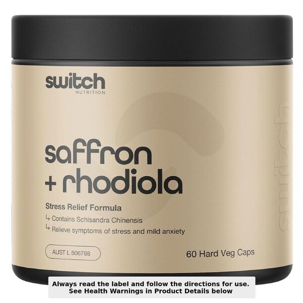 Switch Nutrition Saffron + Rhodiola Stress Relief 60 Capsules