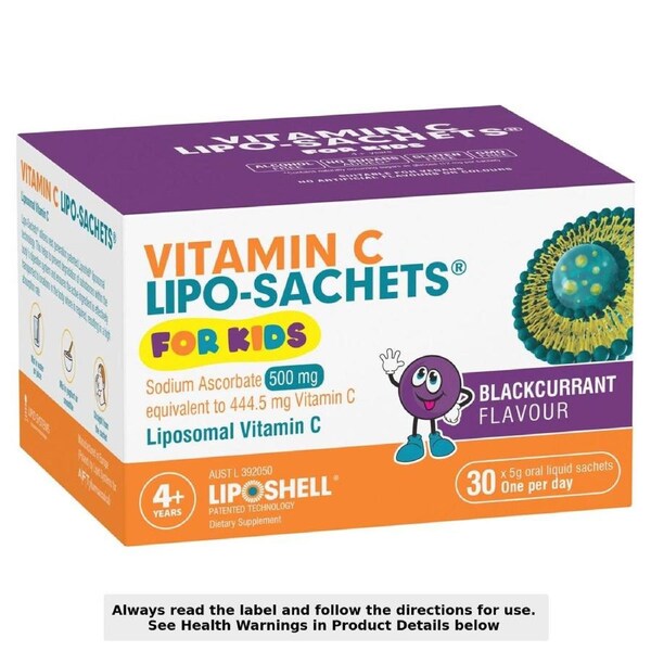 Lipo-Sachet Kids Vitamin C 500mg Blackcurrant Liquid Sachets 30 x 5g