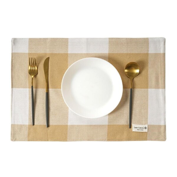 Set of 6 Placemats - Beige Check