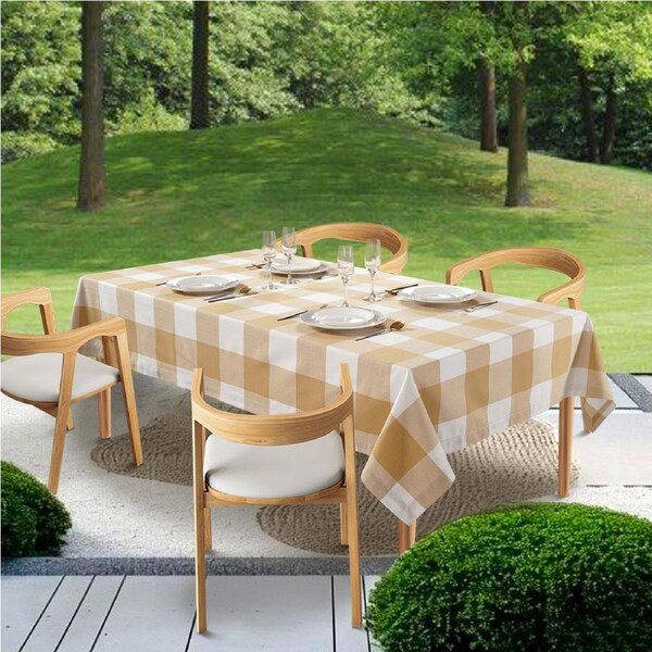 Tablecloth 10 seat 150x304cm - Beige Check
