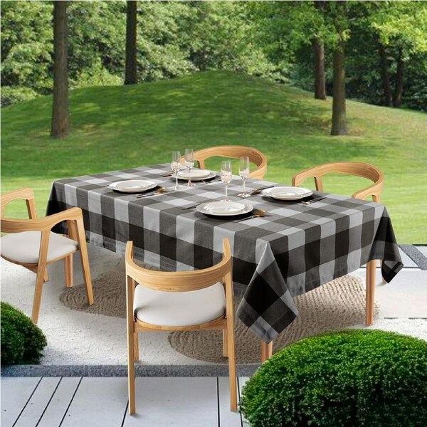 Tablecloth 10 seat 150x304cm - Black White Check